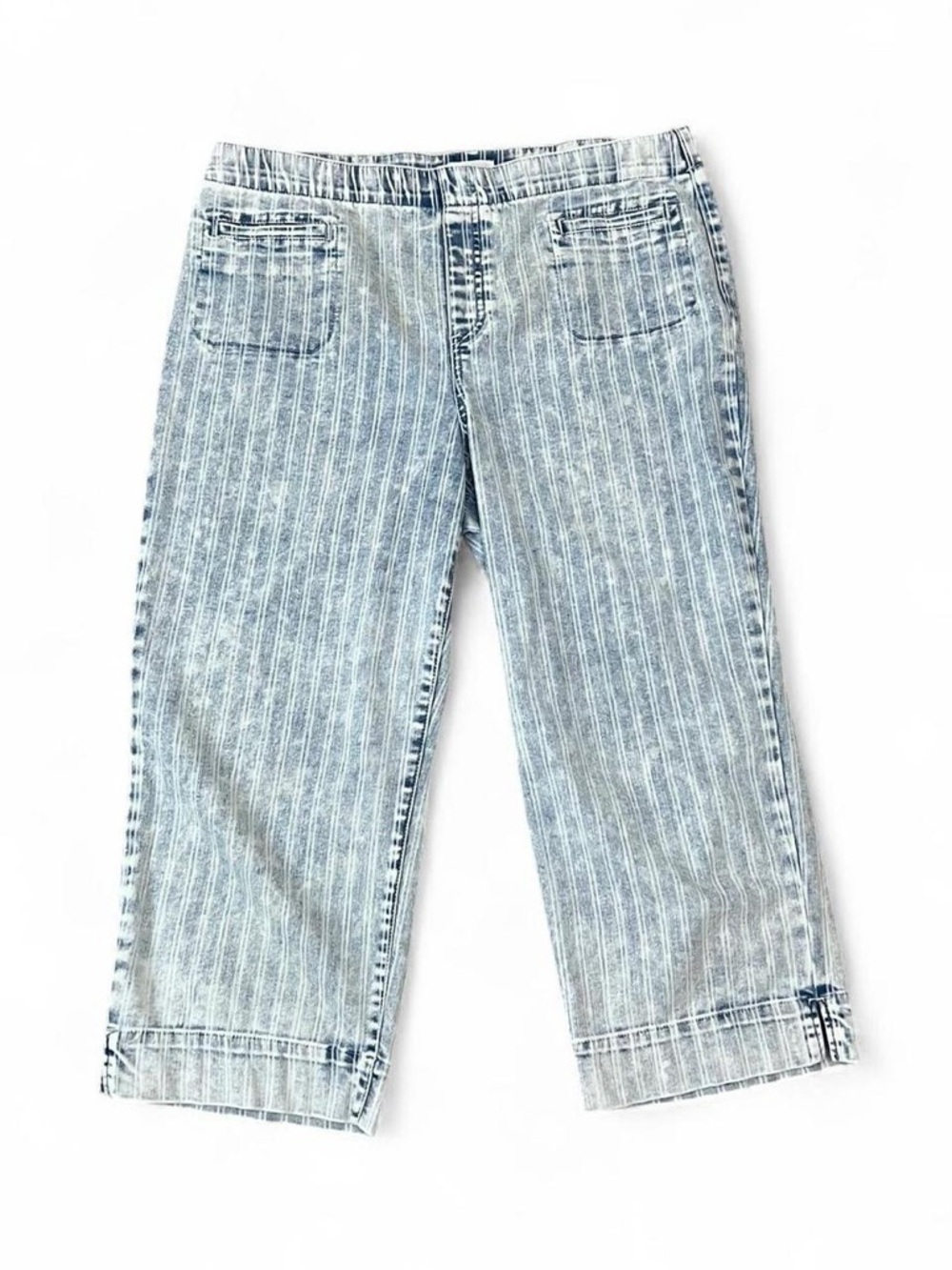 Westbound blue striped baggy Capri jeans Size 14